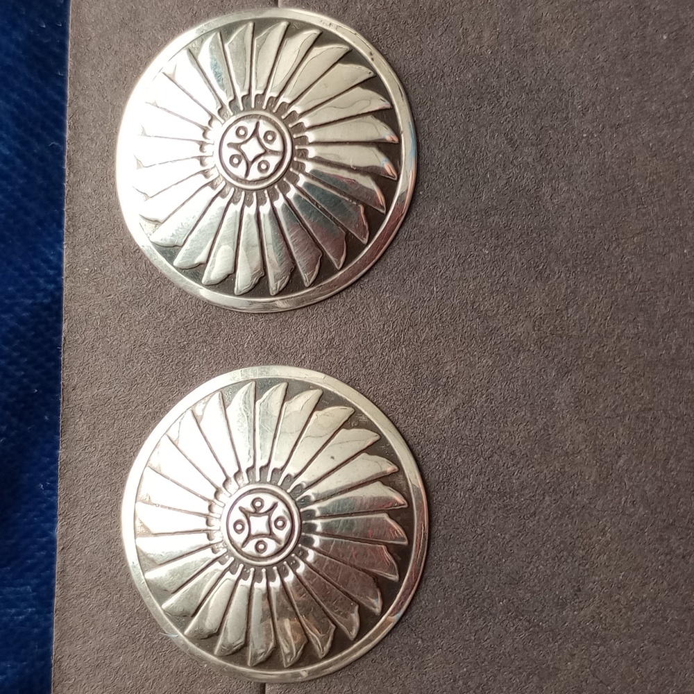 Sterling Silver Concho Stud Earrings